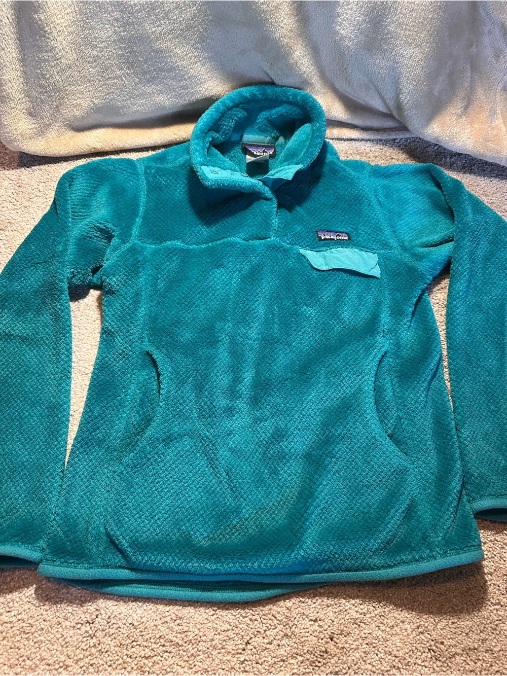Patagonia Re-Tool Snap-T Pullover Women’s Small Teal Fleece Polartec Thermal Pro